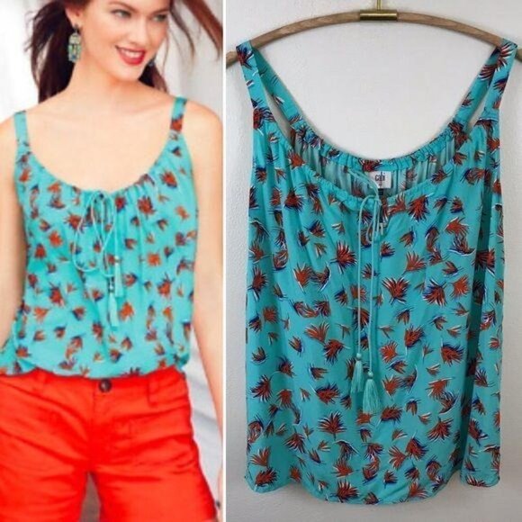 CAbi Tops - CAbi Palm Leaf Tassel Tank